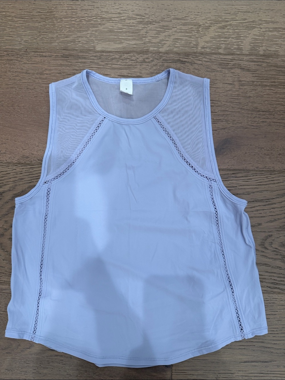 lululemon athletica Light Lavender Mesh-Trim Tank with crochet detail